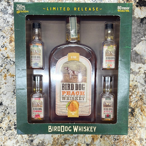 Bird Dog Peach Whiskey, 750ml Gift Set w/4 shots