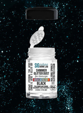 Shimmer Glitter™ Black Edible Dust for Cocktails, 3g
