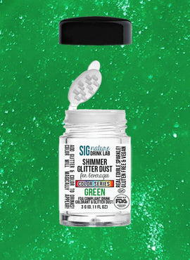 Shimmer Glitter™ Green Edible Dust for Cocktails, 3g