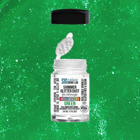 Shimmer Glitter™ Green Edible Dust for Cocktails, 3g