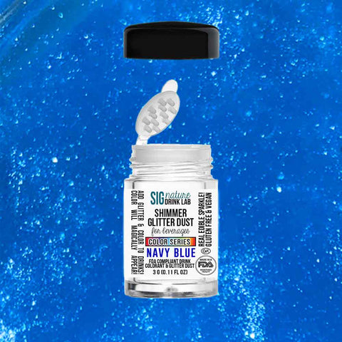 Shimmer Glitter™ Navy Blue Edible Dust for Cocktails, 3g
