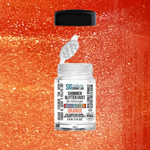 Shimmer Glitter™ Orange Edible Dust for Cocktails, 3g