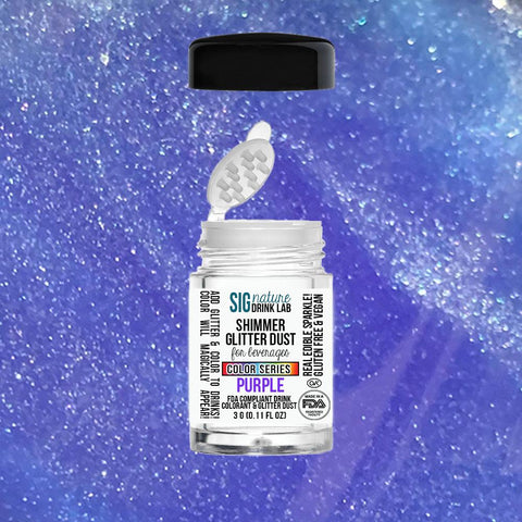 Shimmer Glitter™ Purple Edible Dust for Cocktails, 3g