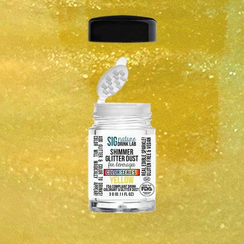 Shimmer Glitter™ Yellow Edible Dust for Cocktails, 3g